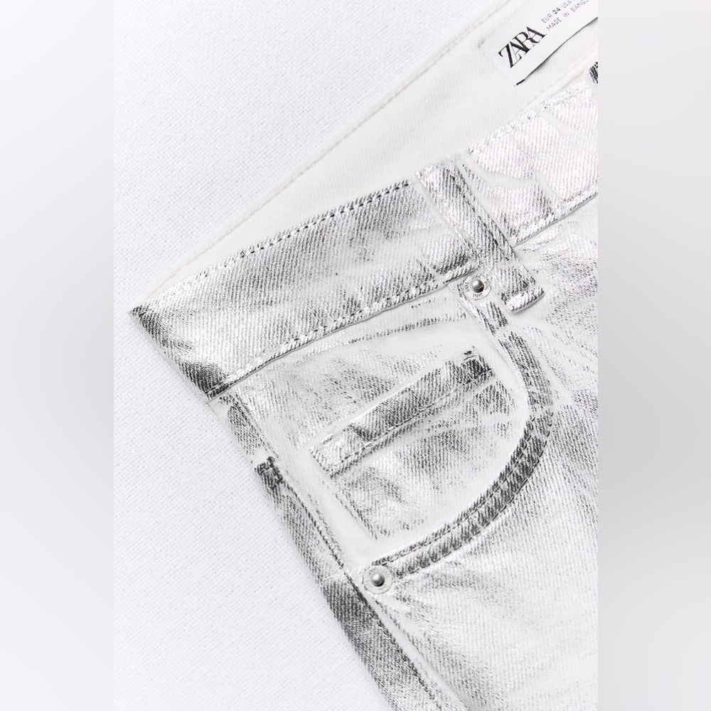 ZARA TRF METALLIC HIGH RISE JEANS size 8